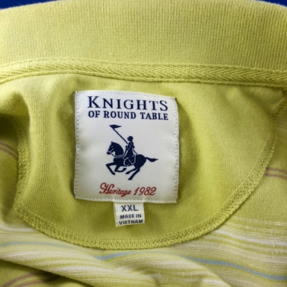 VTG 90s Polo KNIGHTS OF ROUND TABLE Striped Golf Shirt (XXL) - Picture 8 of 9